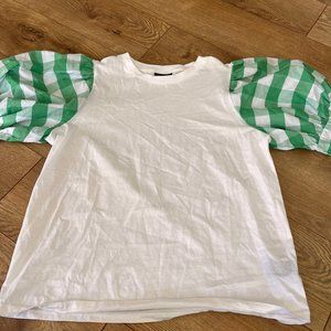 who what wear, medium, white with green plaid